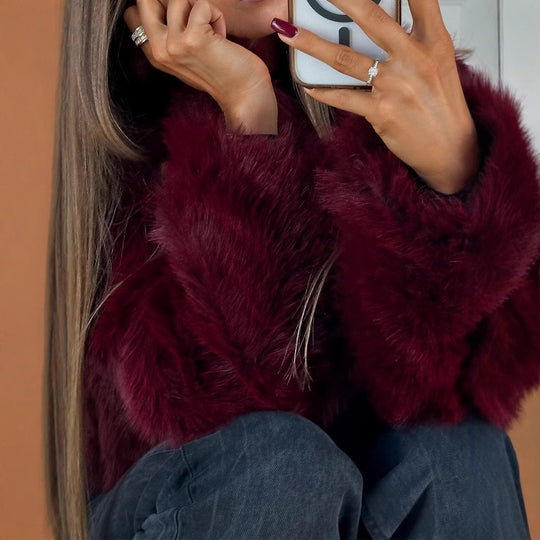 Damen Kunstpelzjacke im eleganten Oversized-Stil EB