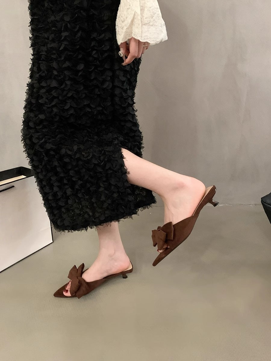 Damen elegante Mules mit Schleifenakzenten EB