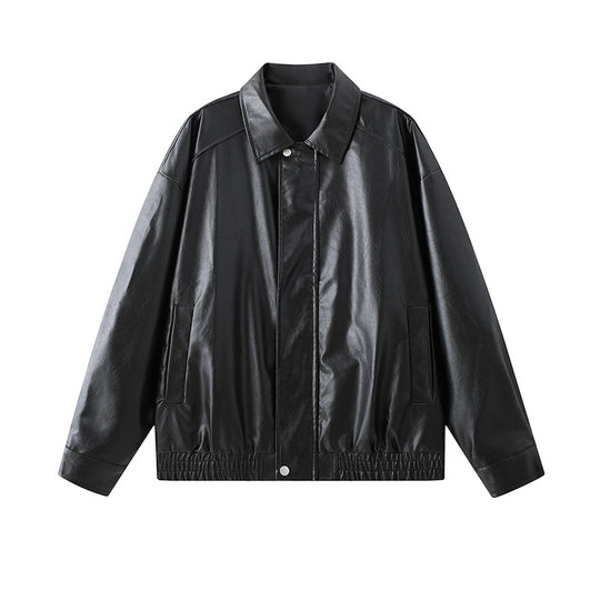 Herren elegante Kunstlederjacke mit elastischem Bund EB