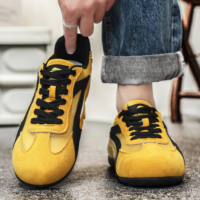 Damen retro-angehauchte Veloursleder-Sneaker mit atmungsaktivem Mesh-Einsatz und rutschfester Gummilaufsohle EB