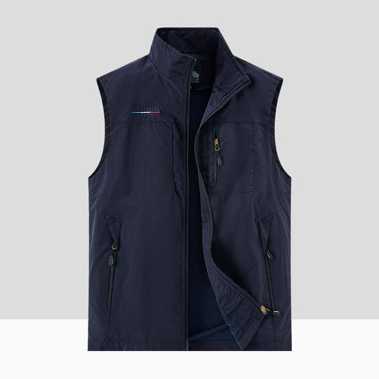 Herren Leichte Atmungsaktive Outdoor-Softshellweste mit Mesh-Innenfutter und Mehrfach-Reißverschlusstaschen EB