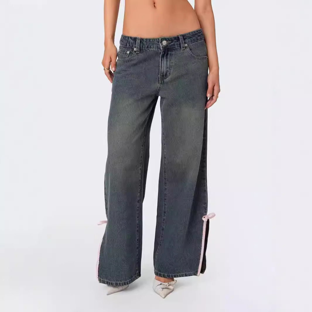 Damen Weite Jeans im lässigen Schnitt mit verstellbaren Beinen EB