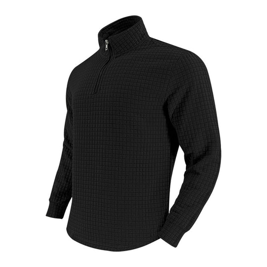 Herren eleganter Stehkragenpullover mit Reißverschluss und strukturiertem Design EB