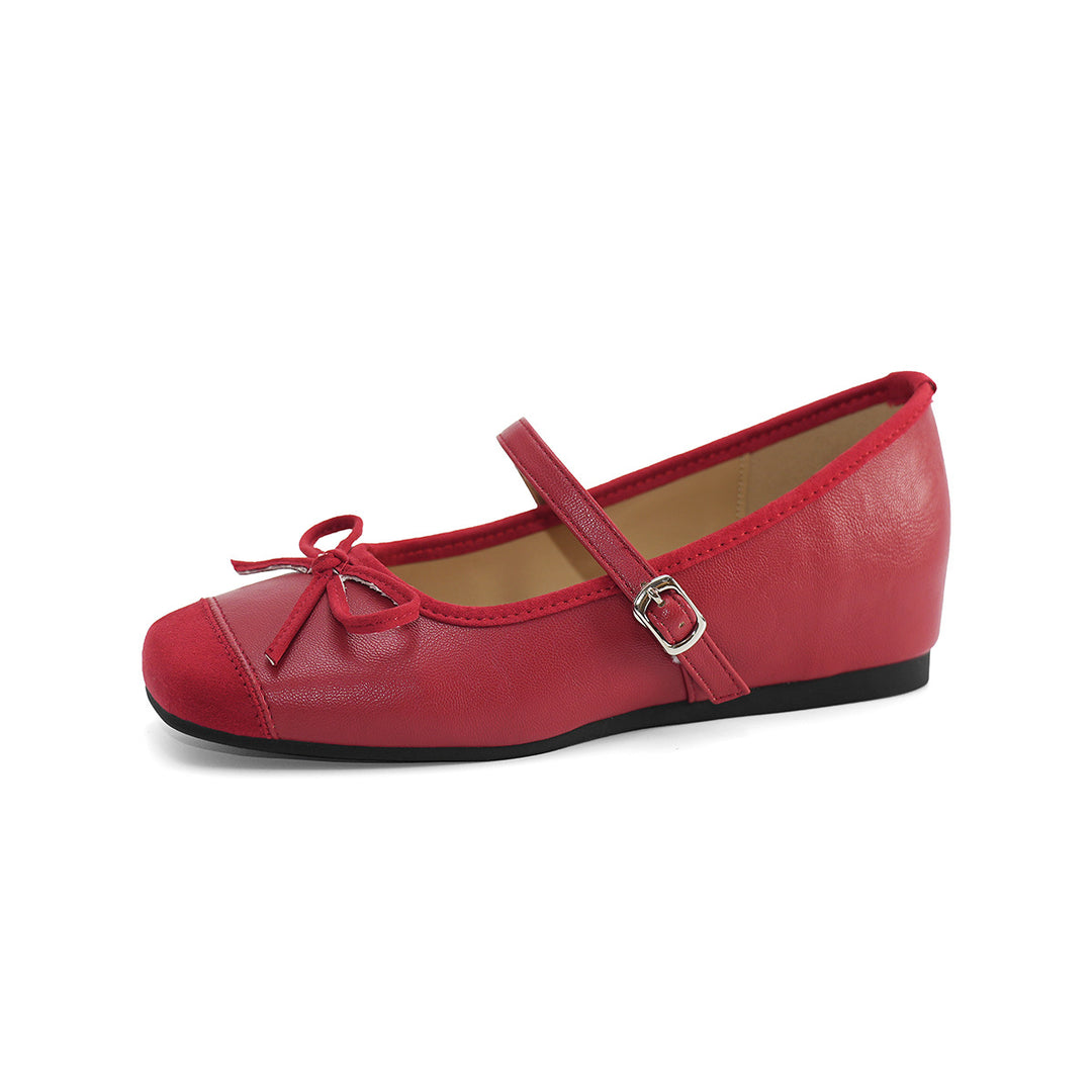 Damen Ballerinas mit modischem Riemen und Schleifenapplikation EB