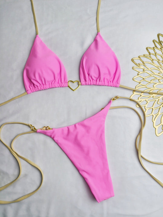 Damen Bikini-Set mit herzförmigem Detail und verstellbaren Trägern EB