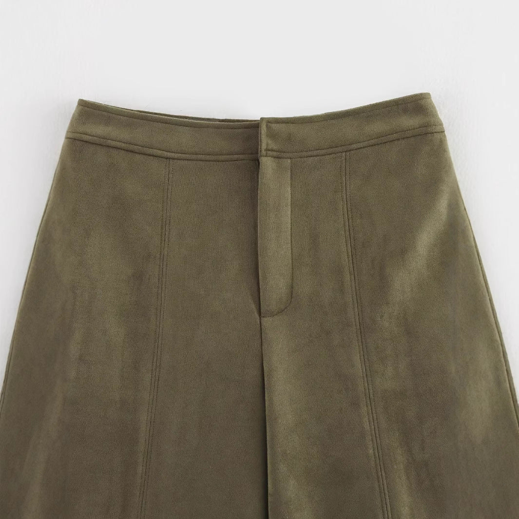 Damen weite Culotte mit eleganter Veloursstruktur und praktischen Taschen EB