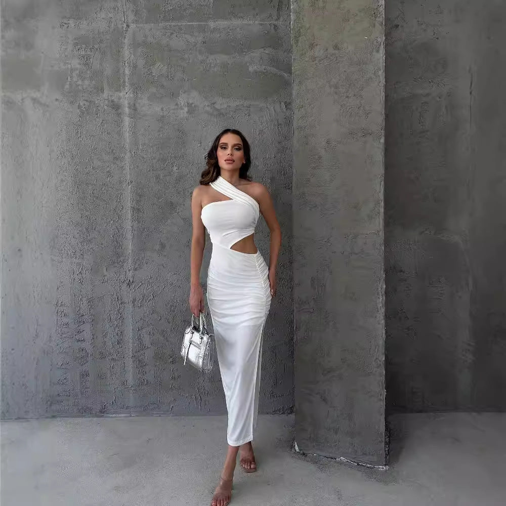 Damen Asymmetrisches Maxikleid mit Cut-Out-Details und raffinierten Rüschendetails EB