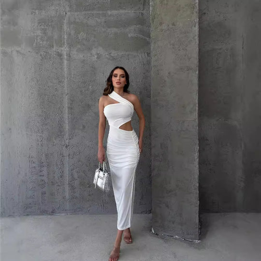 Damen Asymmetrisches Maxikleid mit Cut-Out-Details und raffinierten Rüschendetails EB