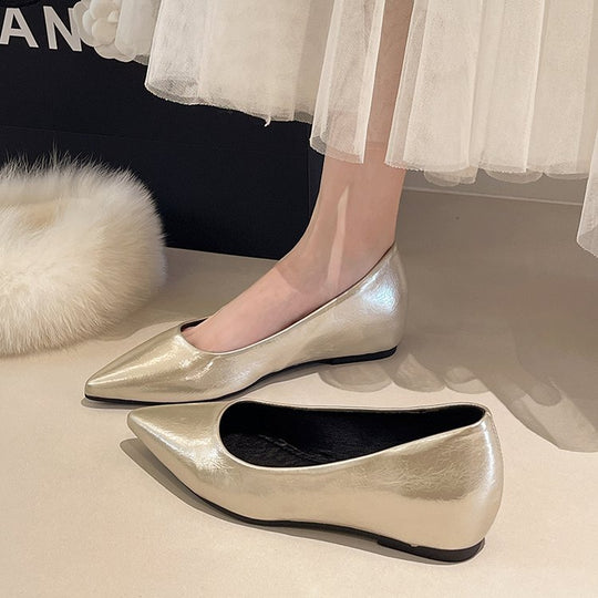 Damen modische spitze Ballerinas aus hochwertigem Leder EB