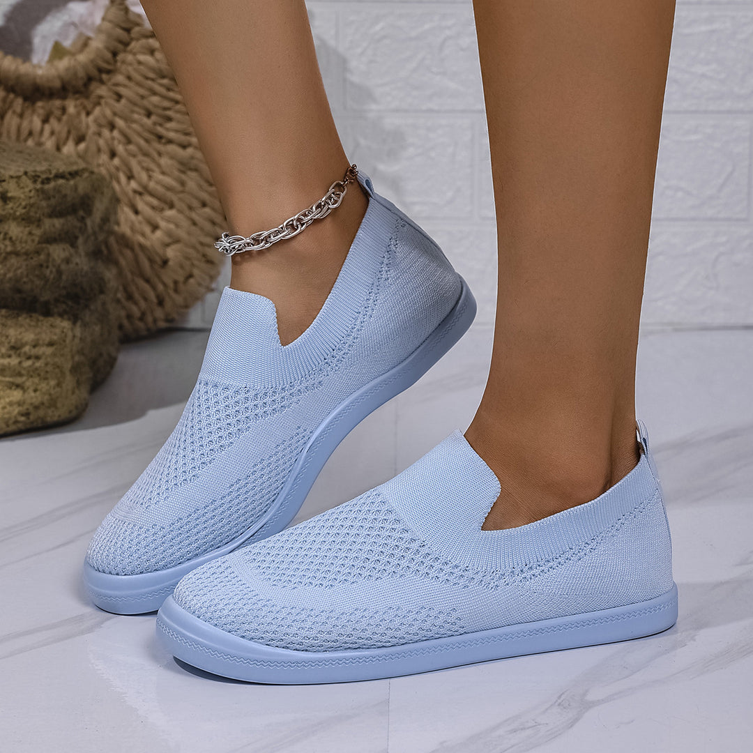 Damen Slip-On Sneakers mit atmungsaktivem Strickoberteil und flexiblem Sohlenprofil EB