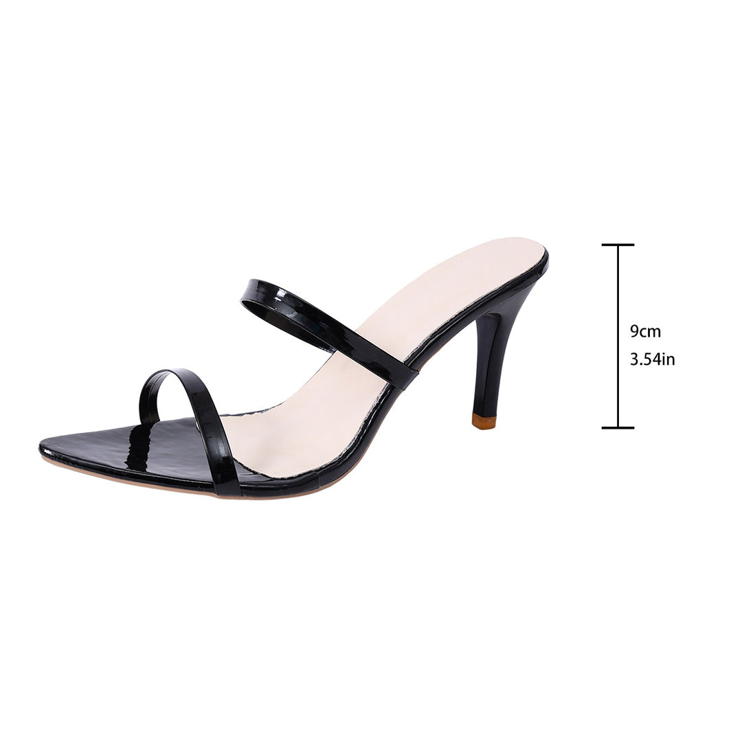 Damen Elegante Plateau-Hochhackige Sandalen mit doppeltem Riemen und spitzer Zehenpartie EB