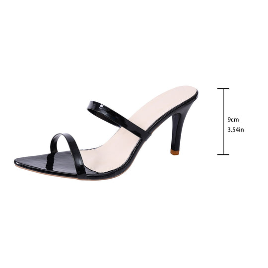Damen Elegante Plateau-Hochhackige Sandalen mit doppeltem Riemen und spitzer Zehenpartie EB