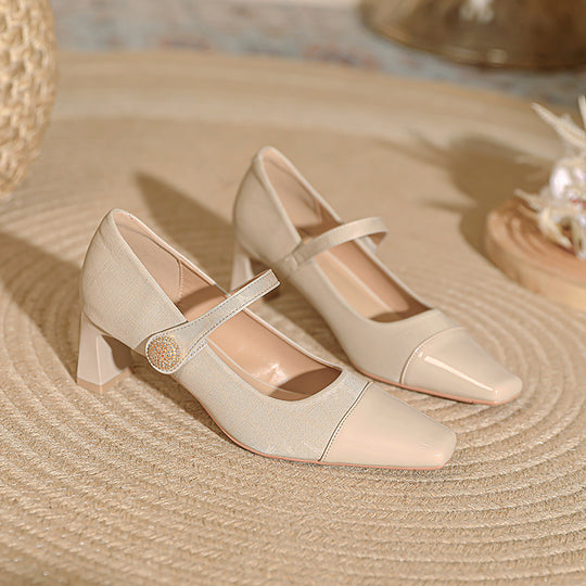 Damen elegante Mary Jane Pumps mit feinem Absatz und modischem Riemen EB