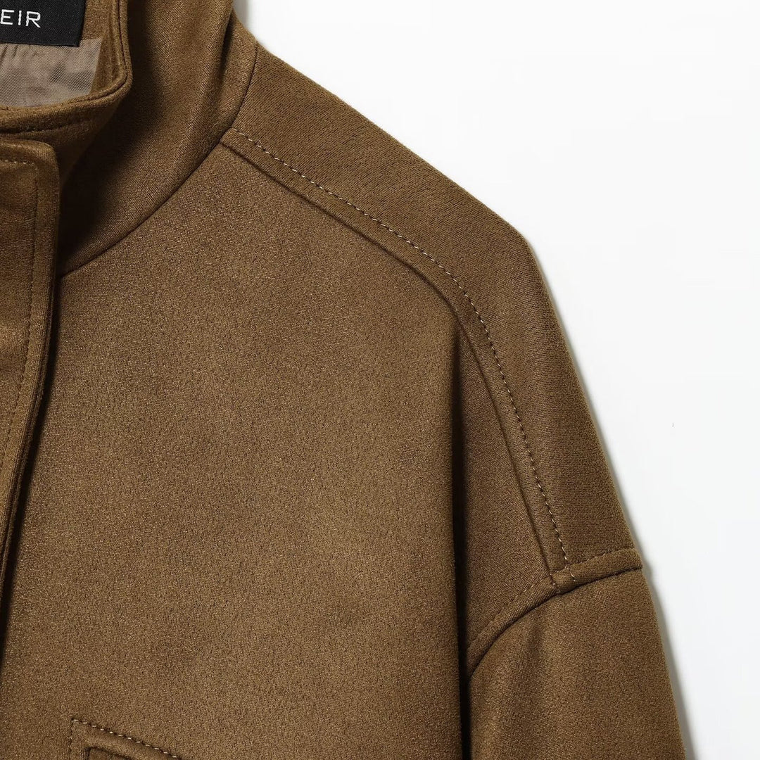 Damen moderne Utility-Jacke mit hochgeschlossenem Kragen und praktischen Taschen EB