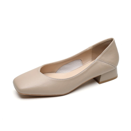 Damen elegante Ballerinas mit quadratischer Kappe und komfortablem Blockabsatz EB