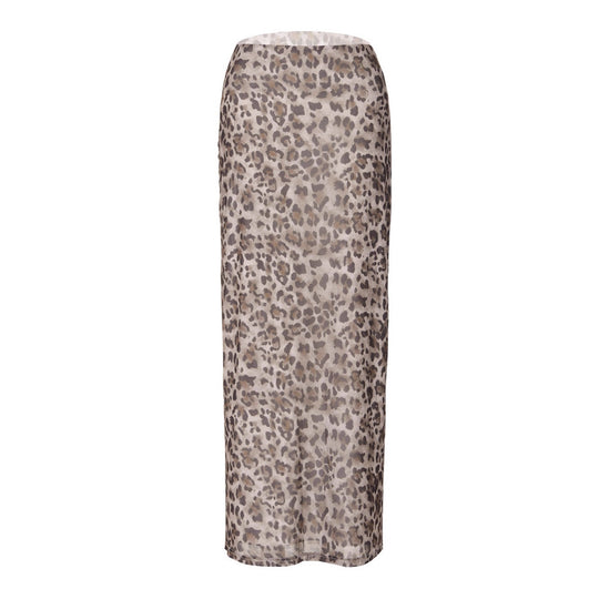Damen Maxi-Rock mit elegantem Leoprint und hohem Schlitz EB