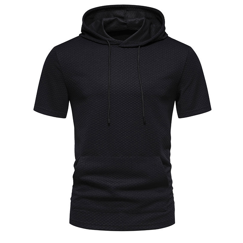 Herren Kurzarmkapuzenpullover mit strukturiertem Design EB