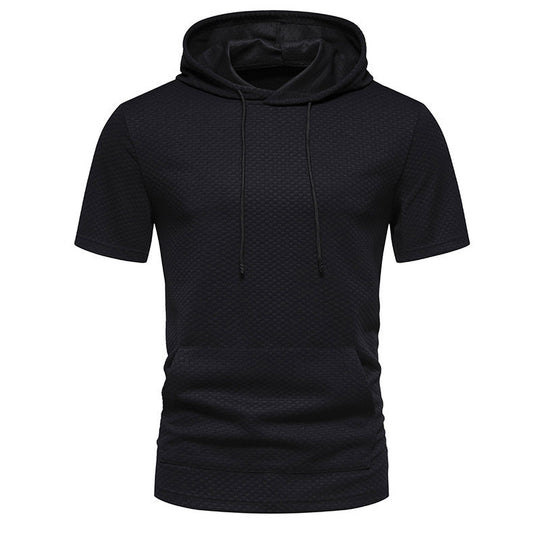 Herren Kurzarmkapuzenpullover mit strukturiertem Design EB