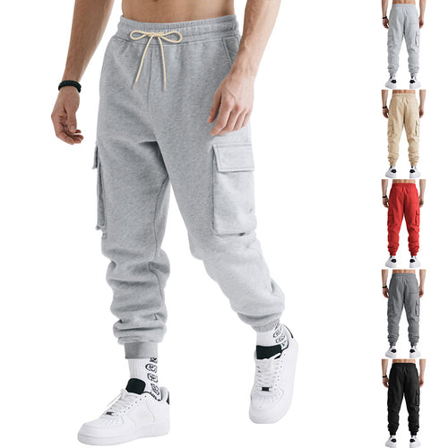 Herren nan Cargo-Joggerhose aus schwerem French Terry mit aufgesetzten Klappentaschen und elastischem Tunnelzugbund EB