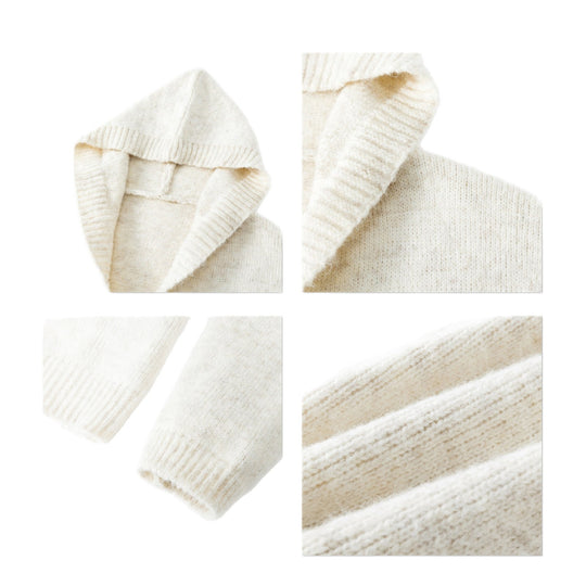 Damen gemütliche Strickjacke mit offenem Kragen und praktischen Taschen EB