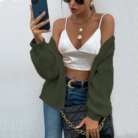 Damen Grobstrickjacke mit weitem Schnitt und weichen Ärmeln EB