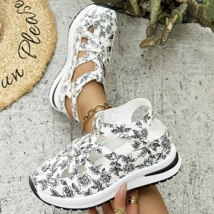 Damen Sportliche Sandalen mit floralem Muster EB