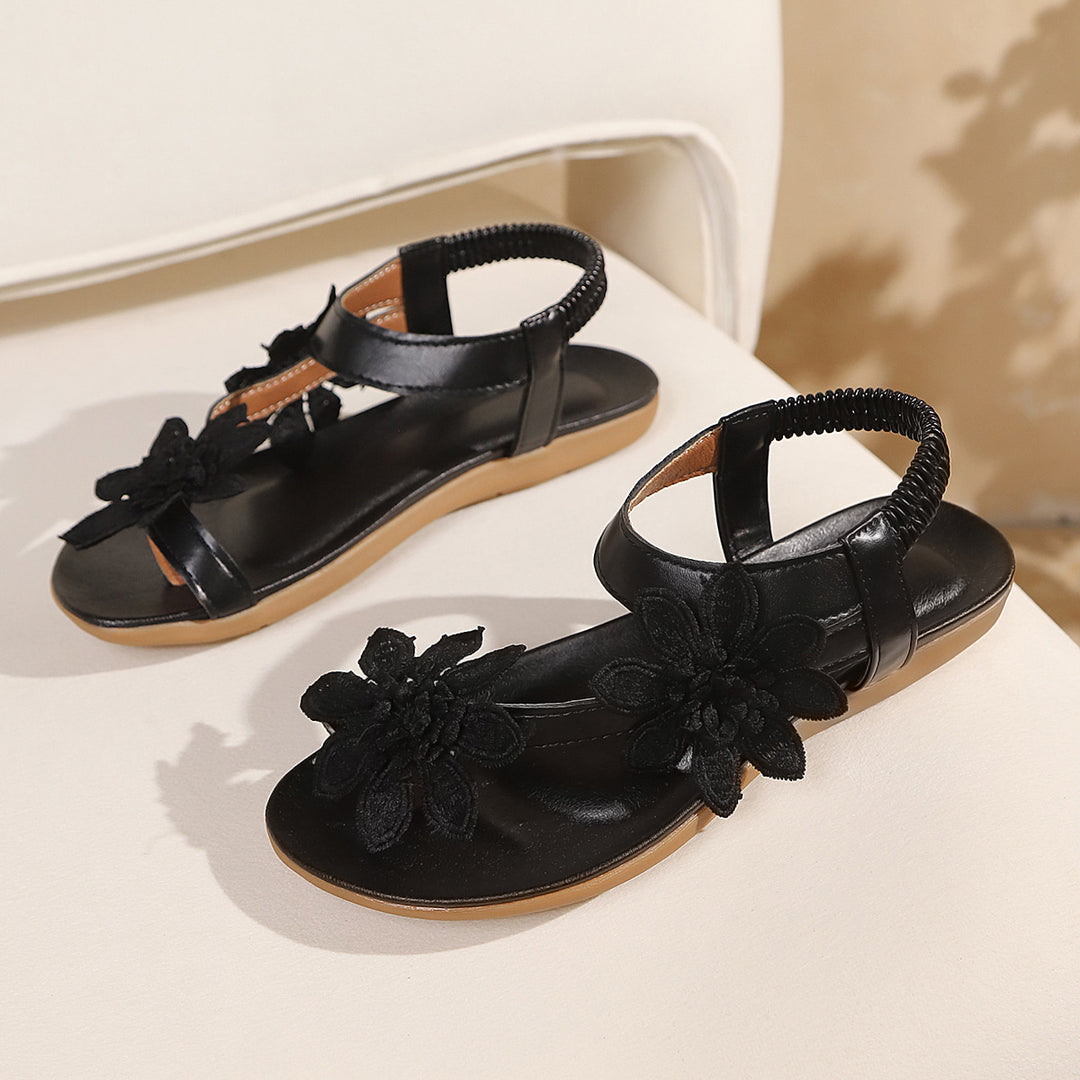 Damen Sandalen mit floralem Dekor und elastischen Riemen EB