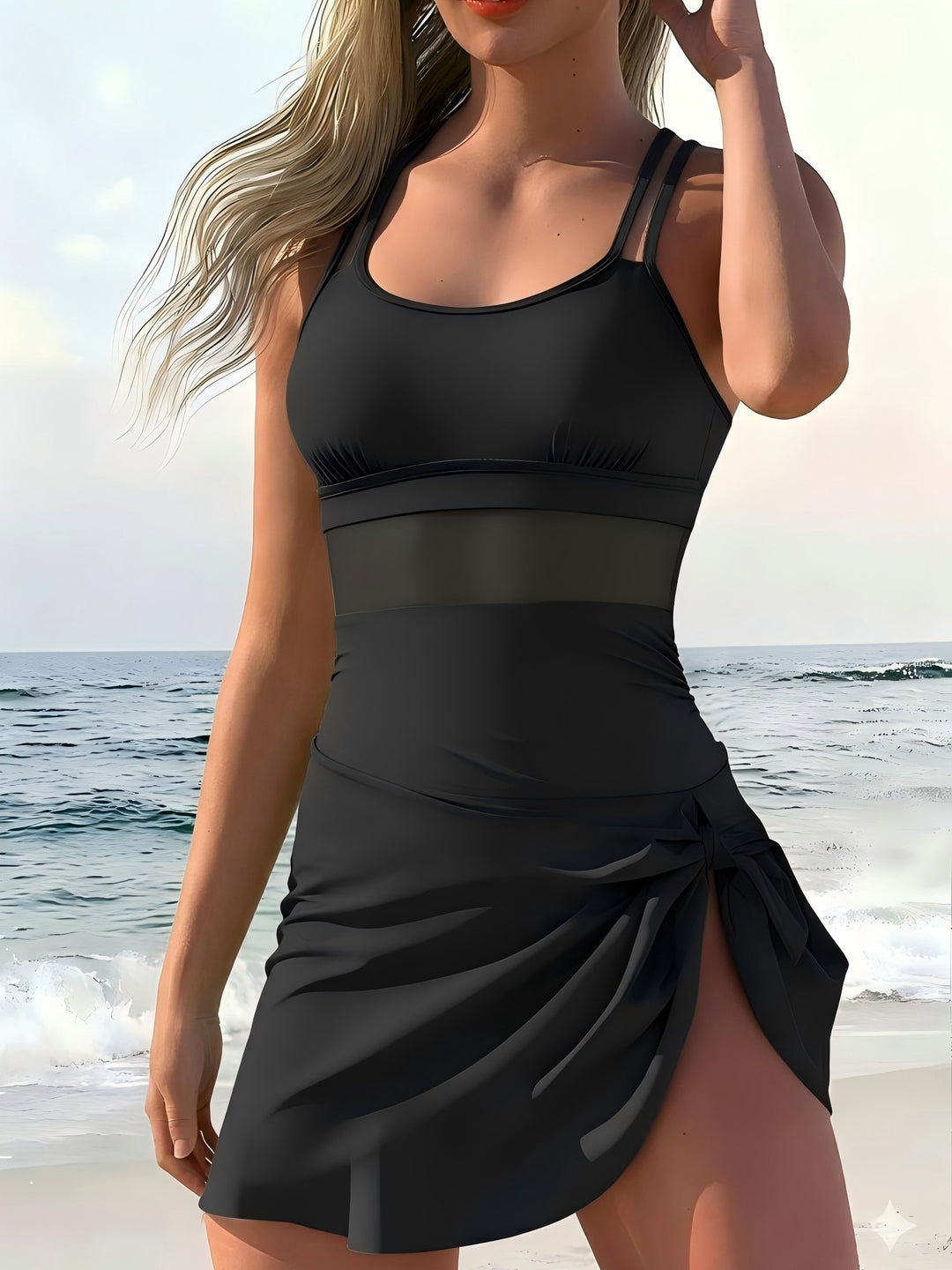 Damen Sportlicher Tankini mit Wickelrock EB
