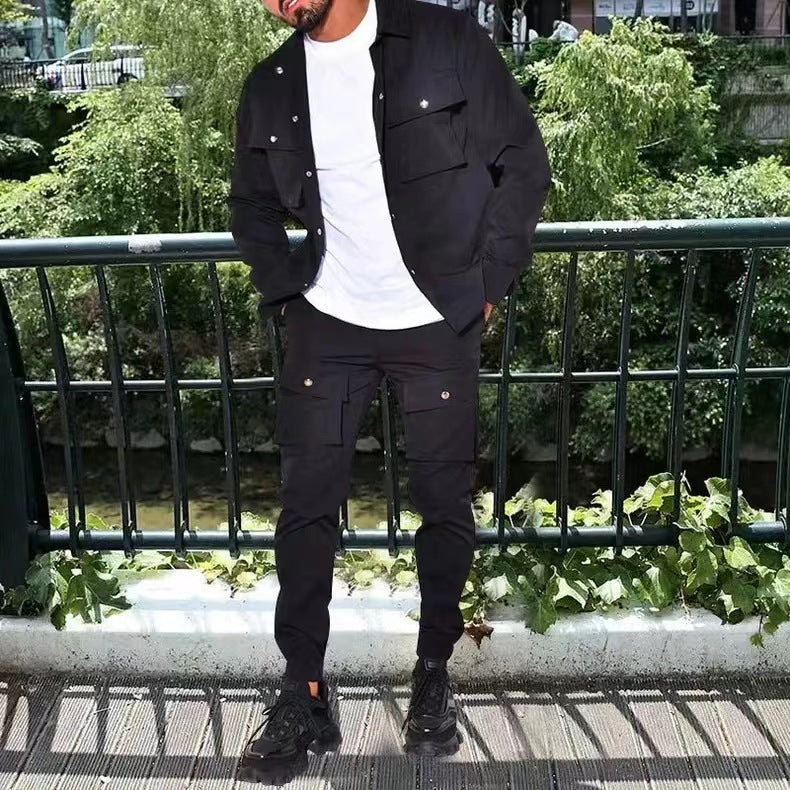 Herren bequeme Cargo-Hose und Jacke Set EB