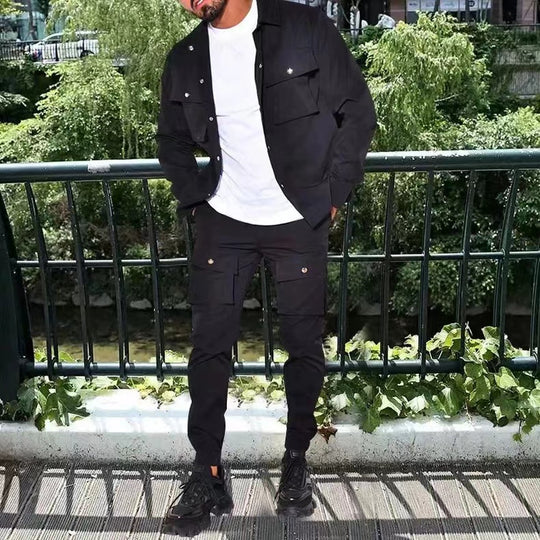 Herren bequeme Cargo-Hose und Jacke Set EB