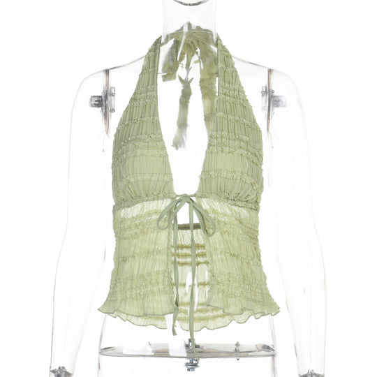 Damen Haltertop mit verspieltem Rüschendesign EB