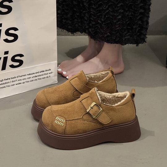 Damen Komfortable Clogs mit modischem Schnallenverschluss und dickem Futtermaterial EB