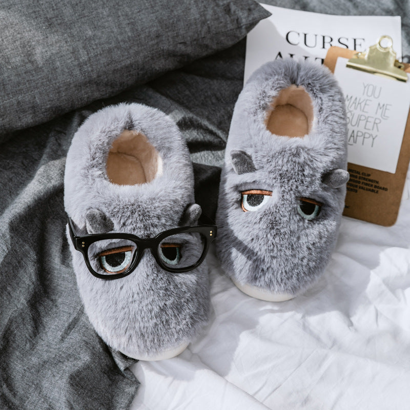 Damen Hausschuhe mit tierischem Motiv und weichem Fleece-Innenfutter EB