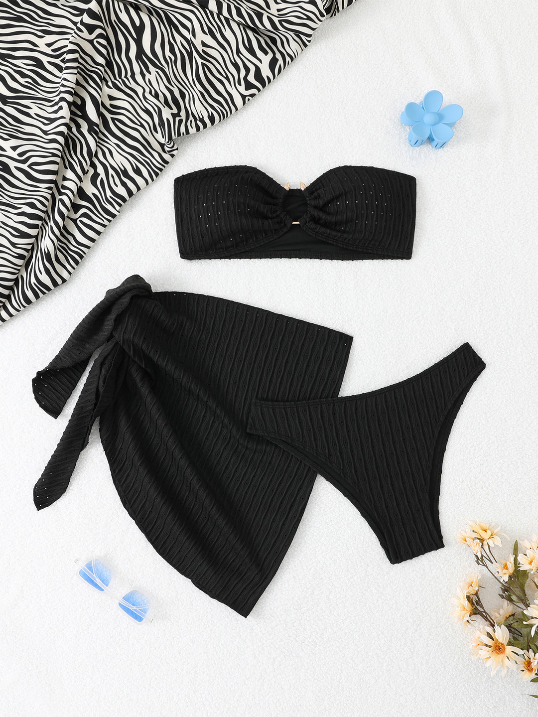 Damen Bandeau-Bikini-Set mit individuell anpassbarem Wickelrock EB