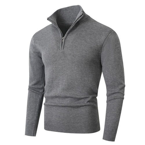 Herren Strickpullover mit modernem Stehkragen und Reißverschluss EB