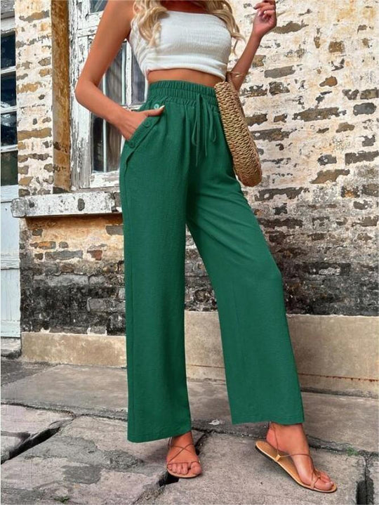Damen Elegante Freizeit-Hosen mit elastischem Bund und seitlichen Taschen EB