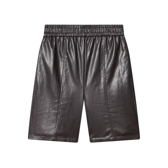 Damen Kunstleder Shorts mit elastischem Bund und modischen Details EB