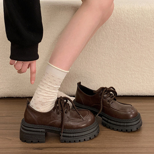 Damen Modische Schnürschuhe mit robustem Plateau-Heel und elegantem Obermaterial EB