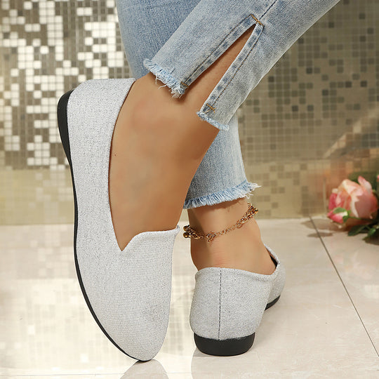 Damen Glitzernde Ballerinas mit elegantem V-Ausschnitt EB