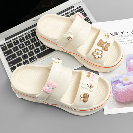 Damen trendige und bequeme Clogs mit bunten Verzierungen EB