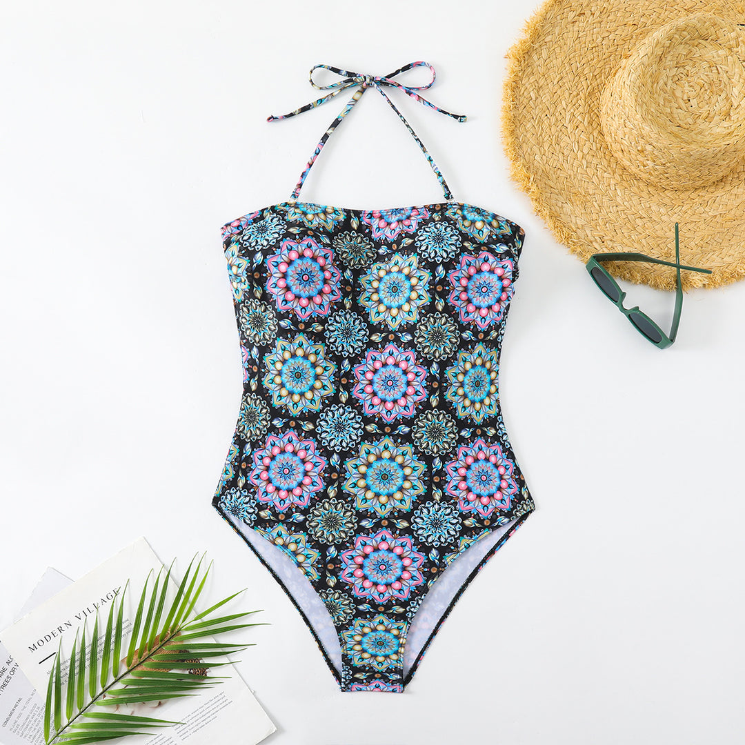 Damen Bandeau-Badeanzug mit einzigartigem Mandala-Muster EB