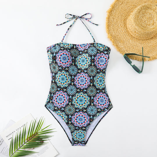 Damen Bandeau-Badeanzug mit einzigartigem Mandala-Muster EB
