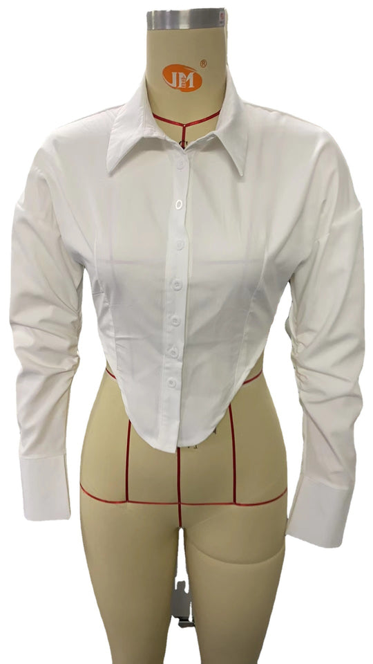 Damen modische Bluse mit elegantem taillierten Schnitt und klassischem Kragen EB