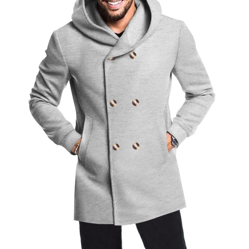 Herren Modische Doppelreihige Jacke mit Kapuze EB