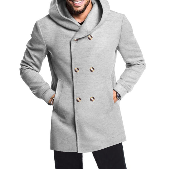 Herren Modische Doppelreihige Jacke mit Kapuze EB
