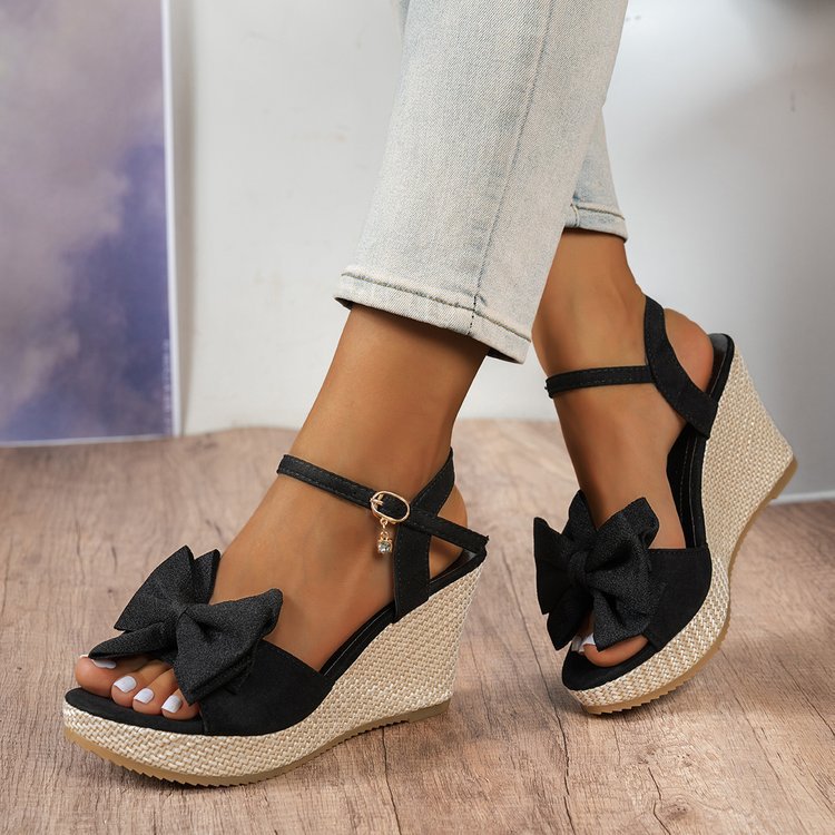 Damen Keil-Sandalen mit modischem Schleifendetail EB