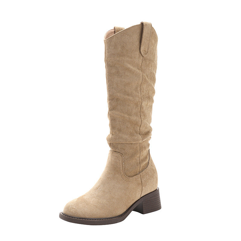 Damen Trendige Overknee Stiefel mit elegantem Blockabsatz EB