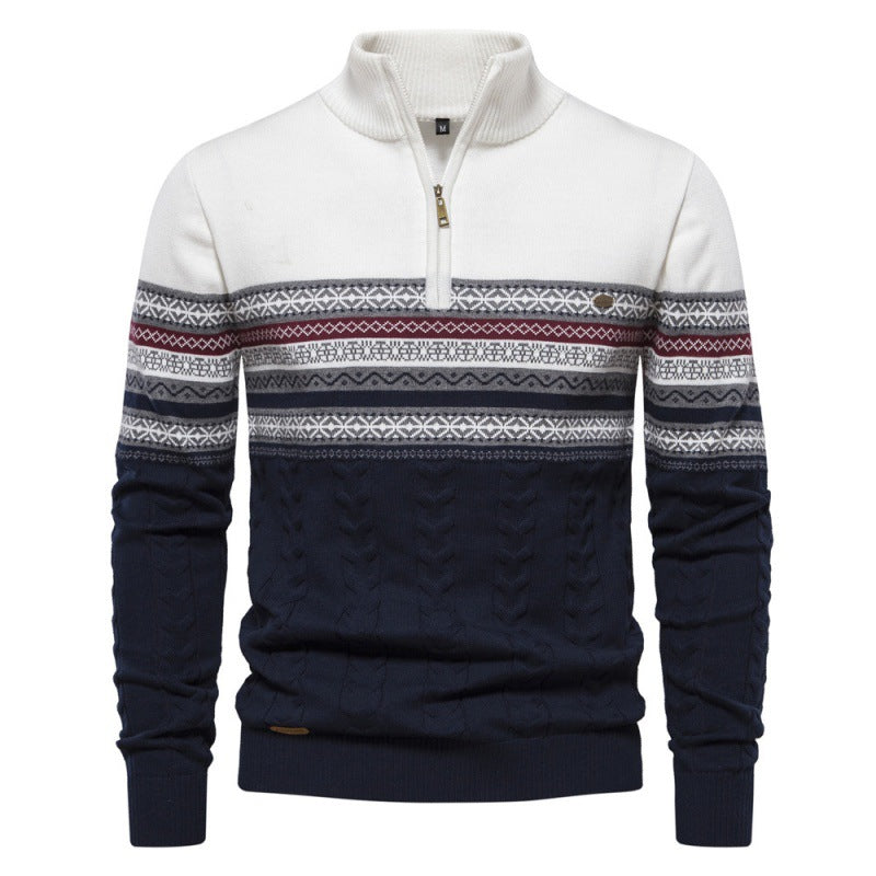Herren modischer Pullover mit Reißverschluss und strukturiertem Design EB