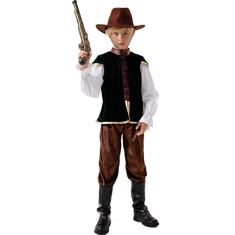 Jungen Wildwest Kostüm mit Hut und Pistole EB