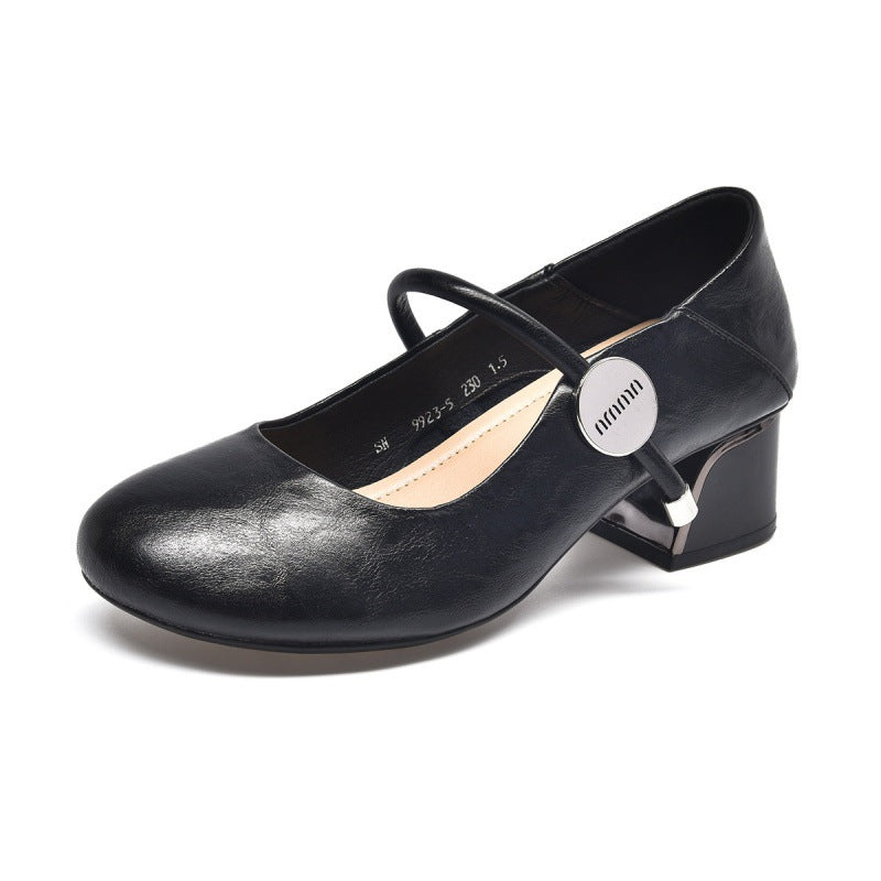 Damen elegante Mary Jane Ballerinas mit herausnehmbarem Fußbett und komfortablem Blockabsatz EB